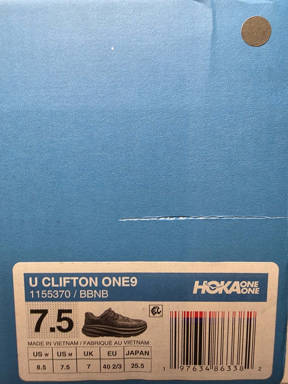 Hoka U Clifton One9 Black Men's Size 7.5 / Womans 8.5